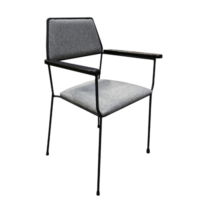 Chaise métal et tissu gris avec accoudoirs - INSTINCT 913