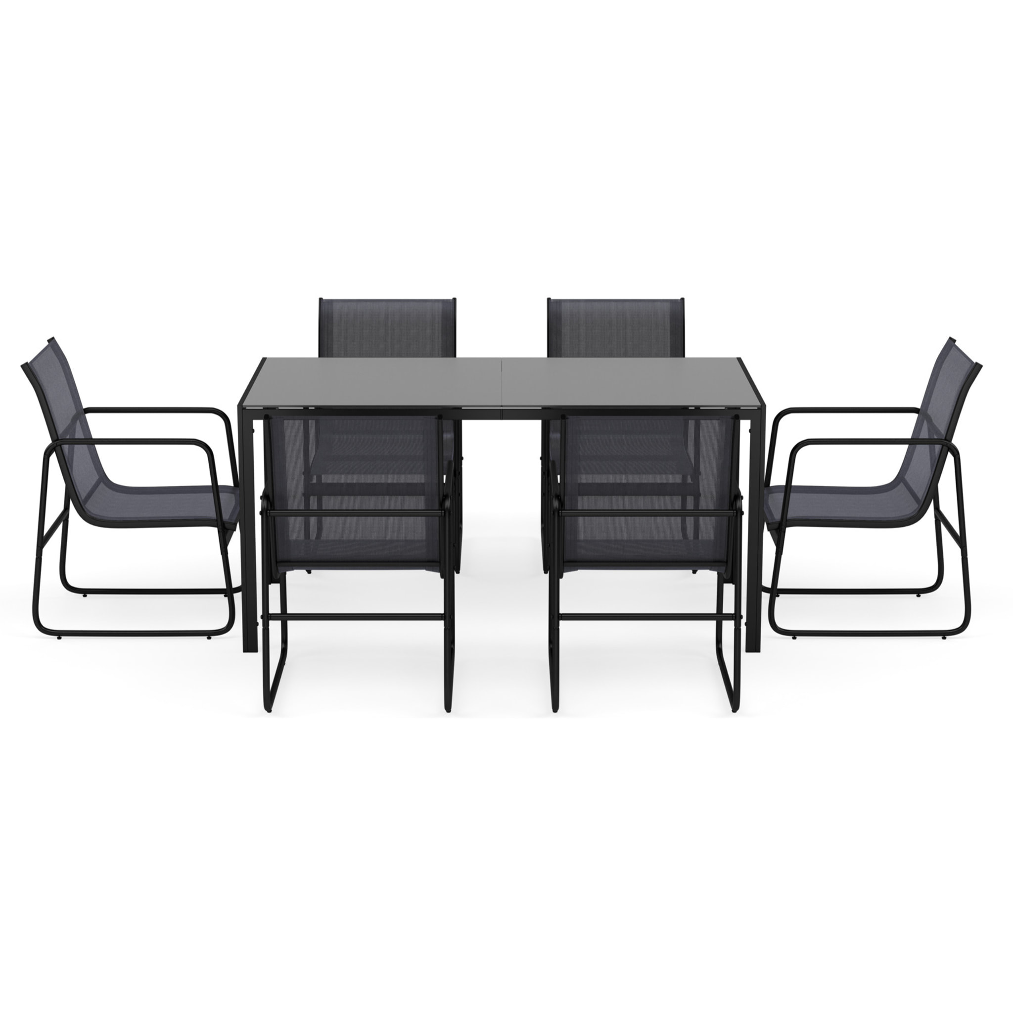 Murillo - ensemble table et chaises de jardin - 6 personnes - noir et gris - Noir / Gris