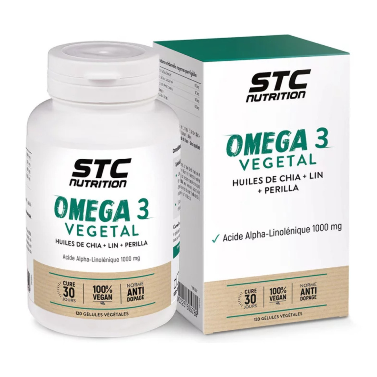 Omega 3 VEGETAL - Complément Alimentaire aux Huiles Végétales - Lin, Chia & Perilla - Source d'Acides Gras Essentiels Végétaux - Soutien du Fonctionnement Cardio-Vasculaire - Cure 30j