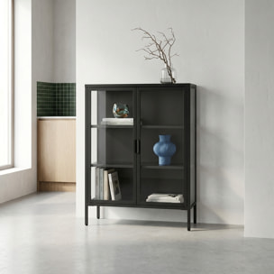 Armoire vitrine acier et verre trempé 2 portes 80cm ARKANSAS
