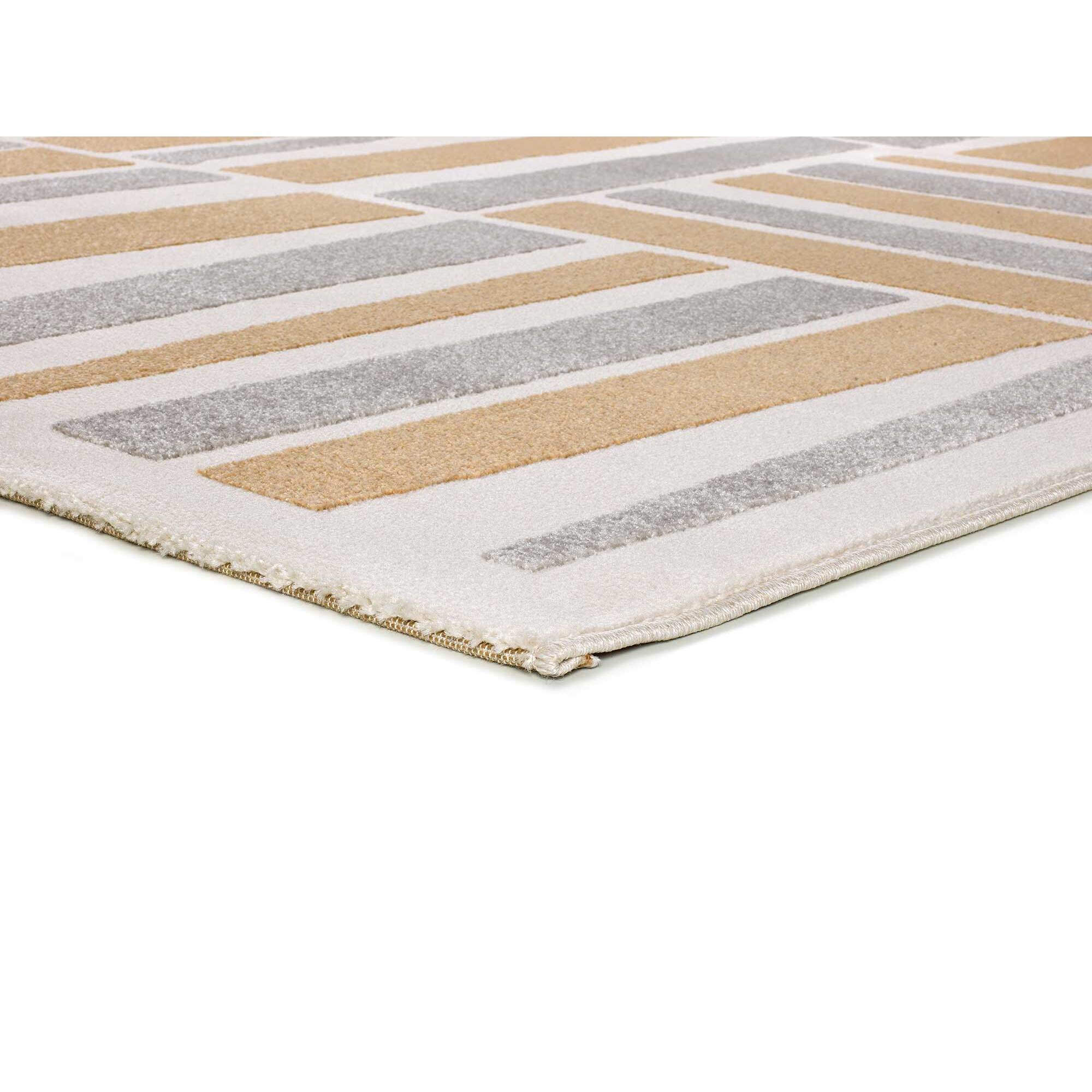 FLORA Alfombra geométrica con relieve en tonos beige y gris, varias medidas disponibles
