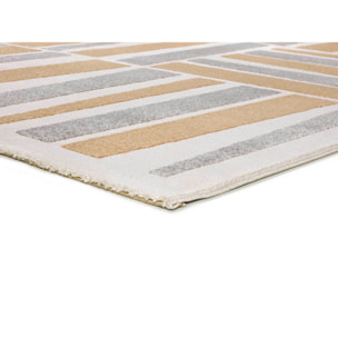 FLORA Alfombra geométrica con relieve en tonos beige y gris, varias medidas disponibles