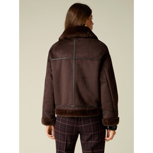 Oltre - Giubbotto effetto shearling - Marrone