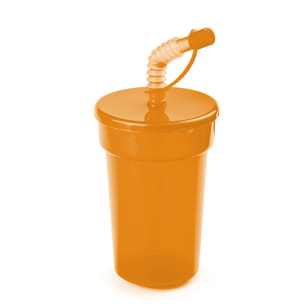 Bicchiere trasparente con coperchio e cannuccia 400 ml.