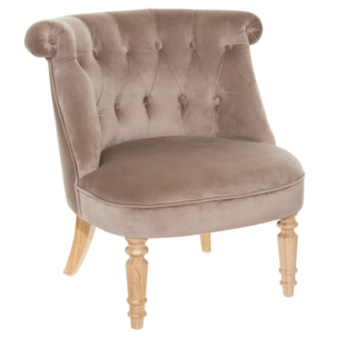 Fauteuil "Sixtine" velours gris taupe
