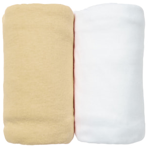 Lot de 2 Draps Housse 60x120 cm jersey Coton bio-Jaune