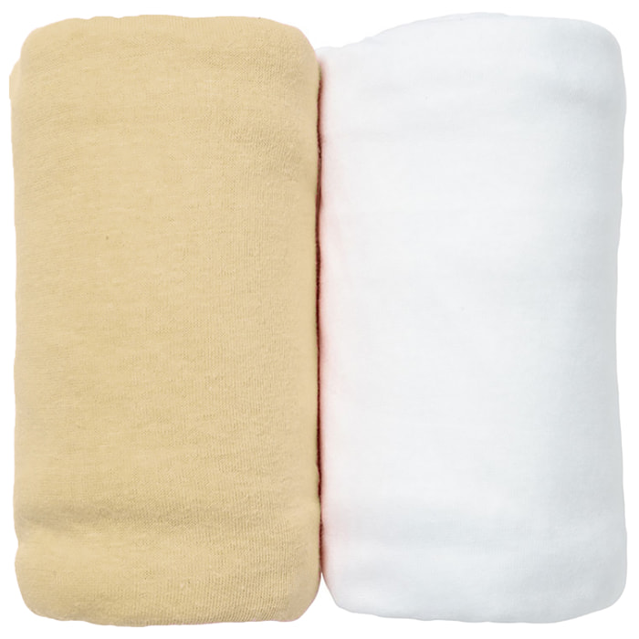 Lot de 2 Draps Housse 60x120 cm jersey Coton bio-Jaune