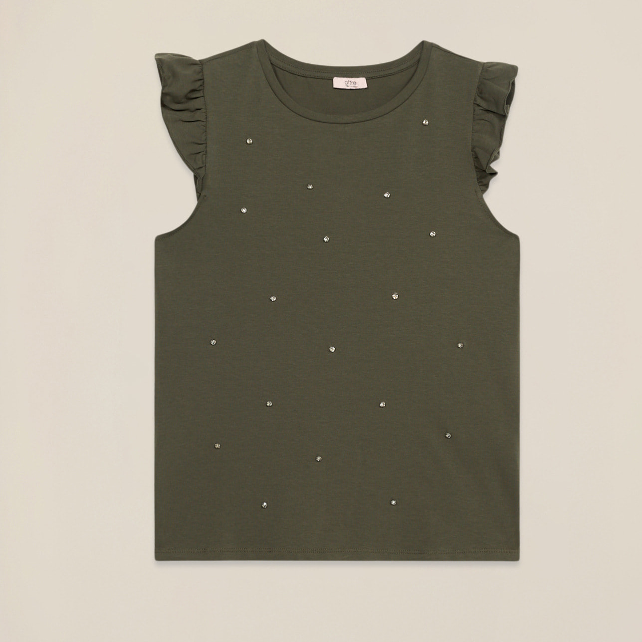 Oltre - Top in jersey con castoni - Verde militare