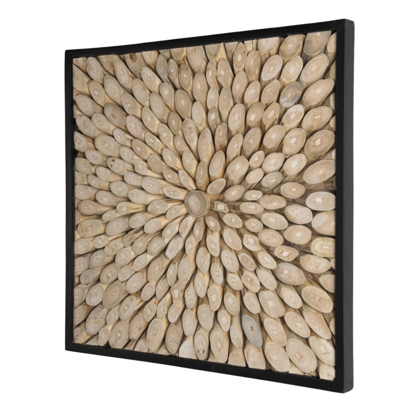 SAM - Décoration murale carrée 60x60cm branches bois Teck nature