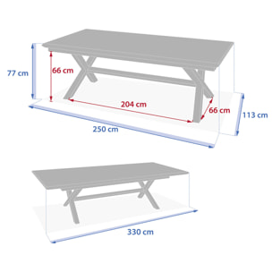 Table de jardin extensible "Axiome" effet bois lin & argile 12 places en aluminium