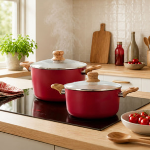 Faitout 24cm avec revêtement céramique rouge - tous feux COLORAMA