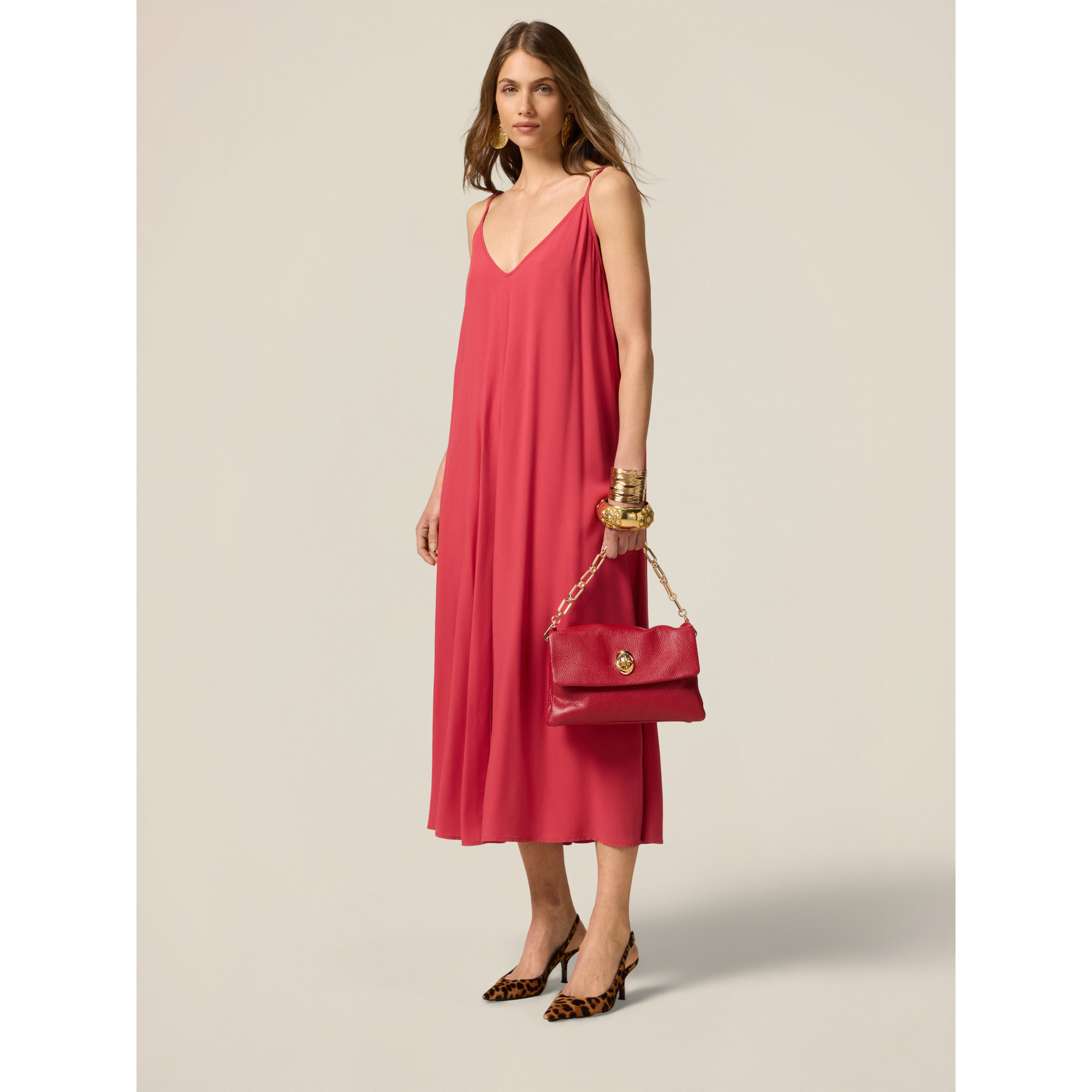 Oltre - Vestido largo de viscosa - Rojo