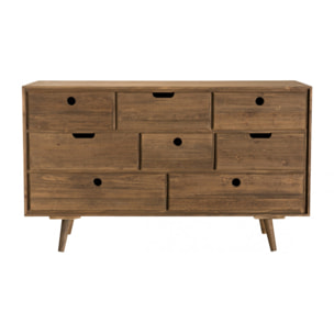 ANDREW - Commode scandi bois marron 8 tiroirs Sapin