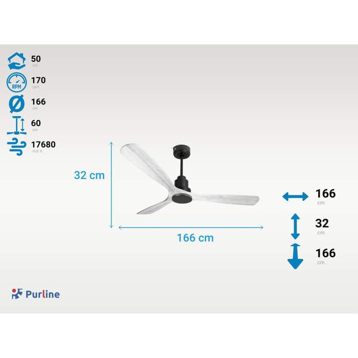 Ventilateur de plafond Réversible  Thermostat Wifi Moteur à courant continu Toits en pente Télécommande Hypersilence Mémoire Shopify Vendible (AUTOMATIQUE)