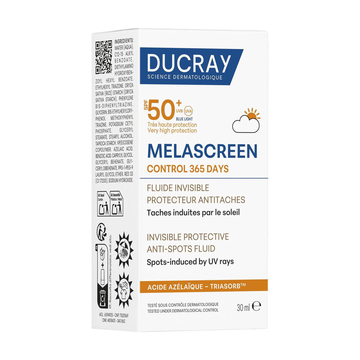 Melascreen Control 365 jours - Fluide solaire invisible 30 ml