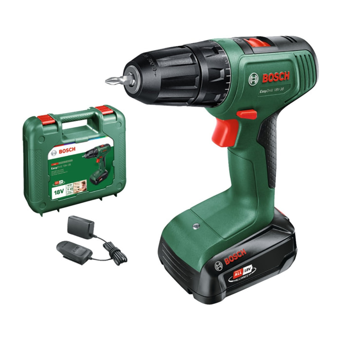 Perceuse-visseuse sans fil 18V-40 - BOSCH VERT - avec une batterie 18V 2Ah - chargeur - coffret - 06039D8003