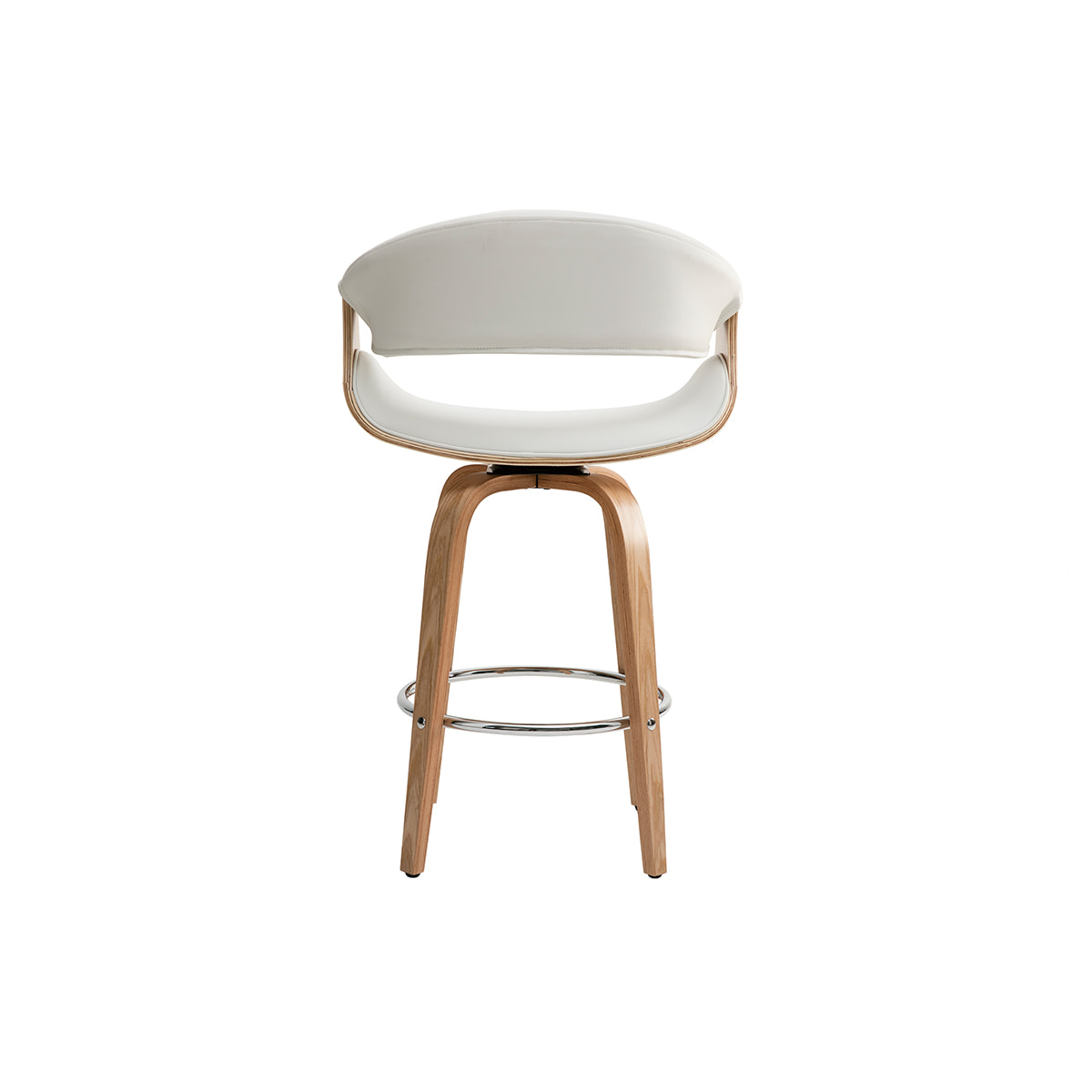 Tabouret de bar design blanc et bois clair 65 cm ARAMIS