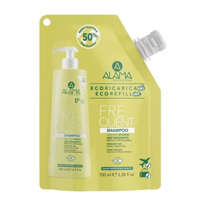 Champú de recarga ecológica ALAMA Professional Frequent para uso frecuente, 100 ml.