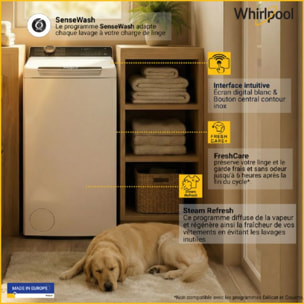 Lave linge top WHIRLPOOL TW621CSILENCEFR - 6 kg - 1200 tr/min - Classe A - Moteur induction - Connecté WiFi