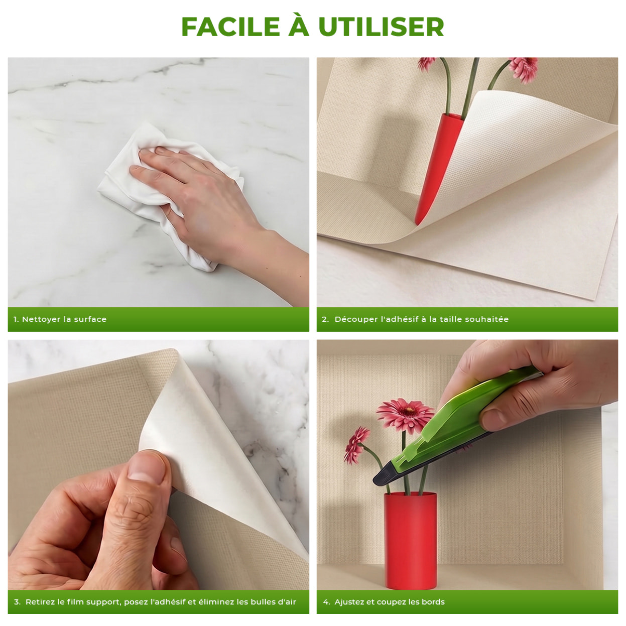 Stickers muraux 3D | Sticker Mural Autocollant effet 3D fleurs rouge et blanc - Stickers adhésifs 3D Chambre Salon Trompe l'oeil