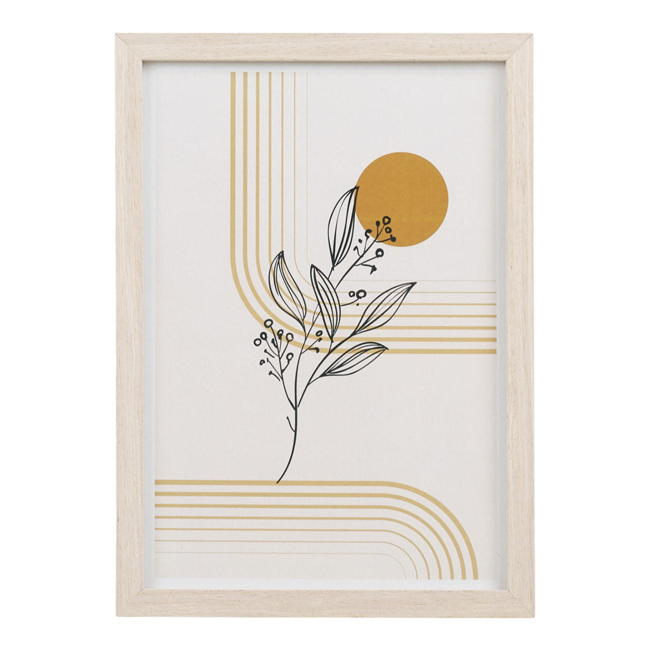 Set 3 cornici Madison in MDF naturale con stampe botaniche