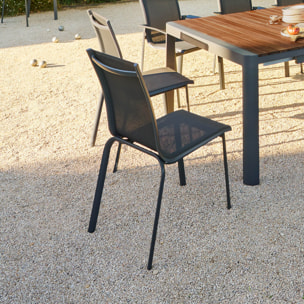 Chaise de jardin empilable "Axant" anthracite & graphite en aluminium traité époxy