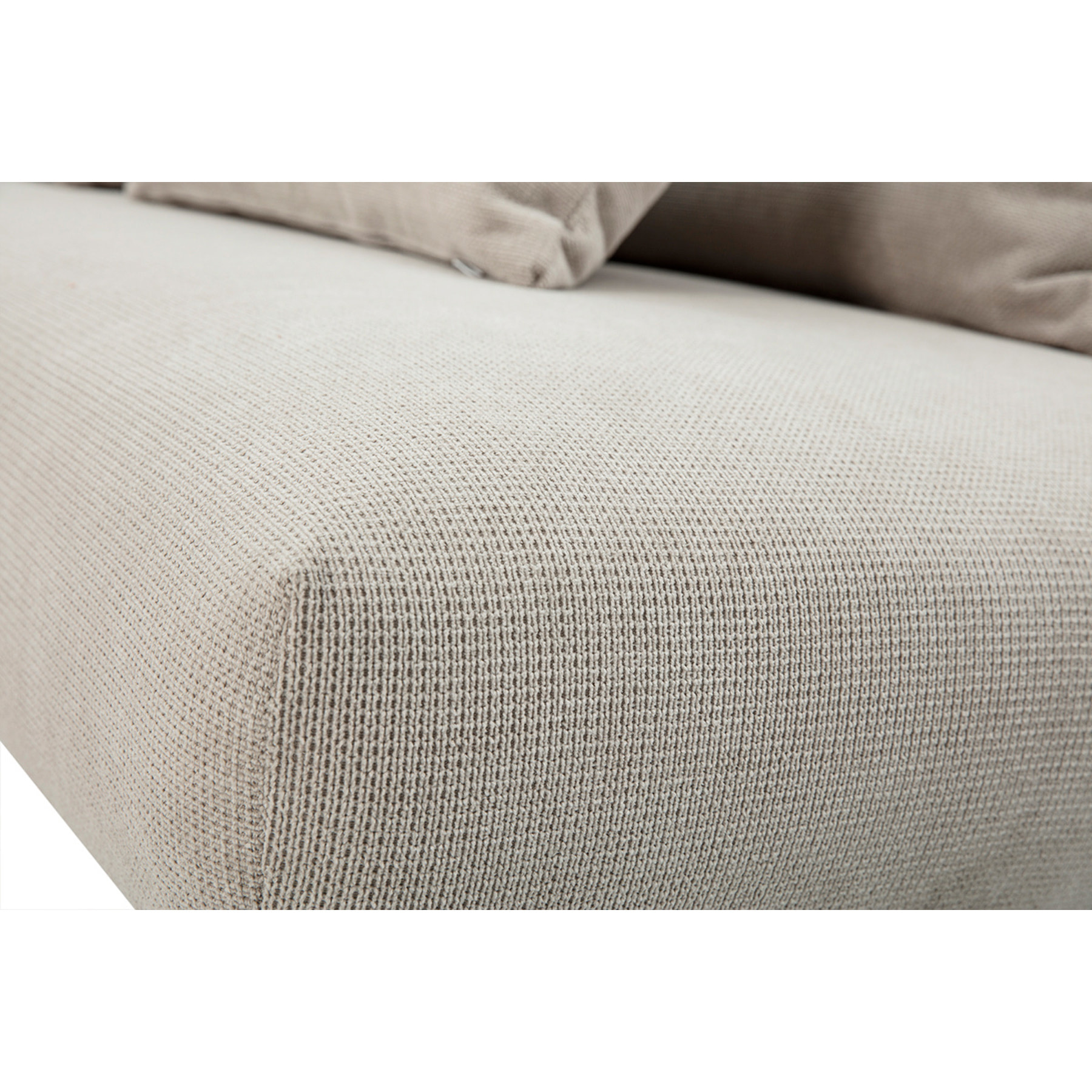 Canapé 3 places en tissu chenille beige et bois clair L201 cm BASTILLE