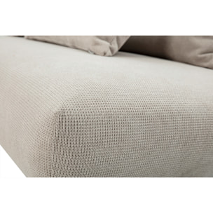 Canapé 3 places en tissu chenille beige et bois clair L201 cm BASTILLE