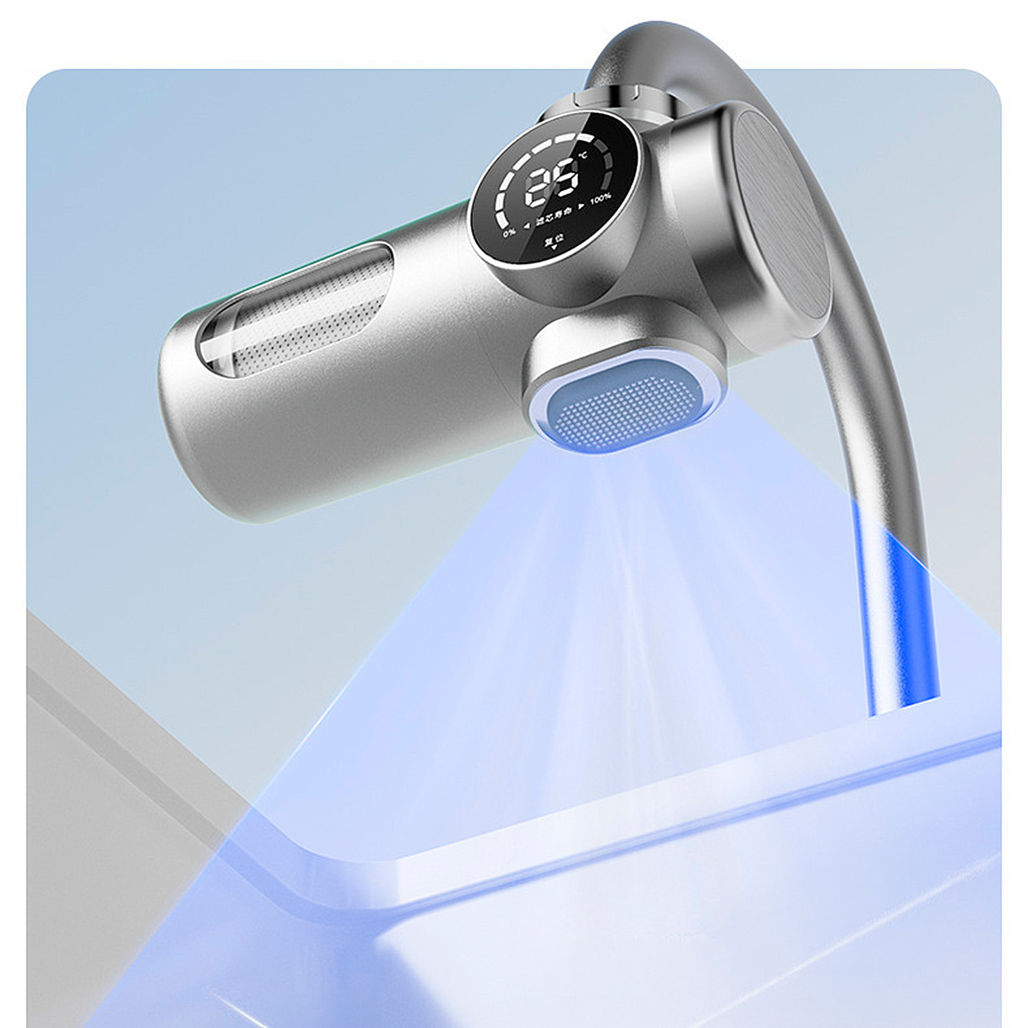 Purificador de agua 718 para grifo con pantalla inteligente, filtro antical y de cloro, sistema de filtración multicapa, doble salida y tecnología UV antibacteriana. Incluye 8 filtros.