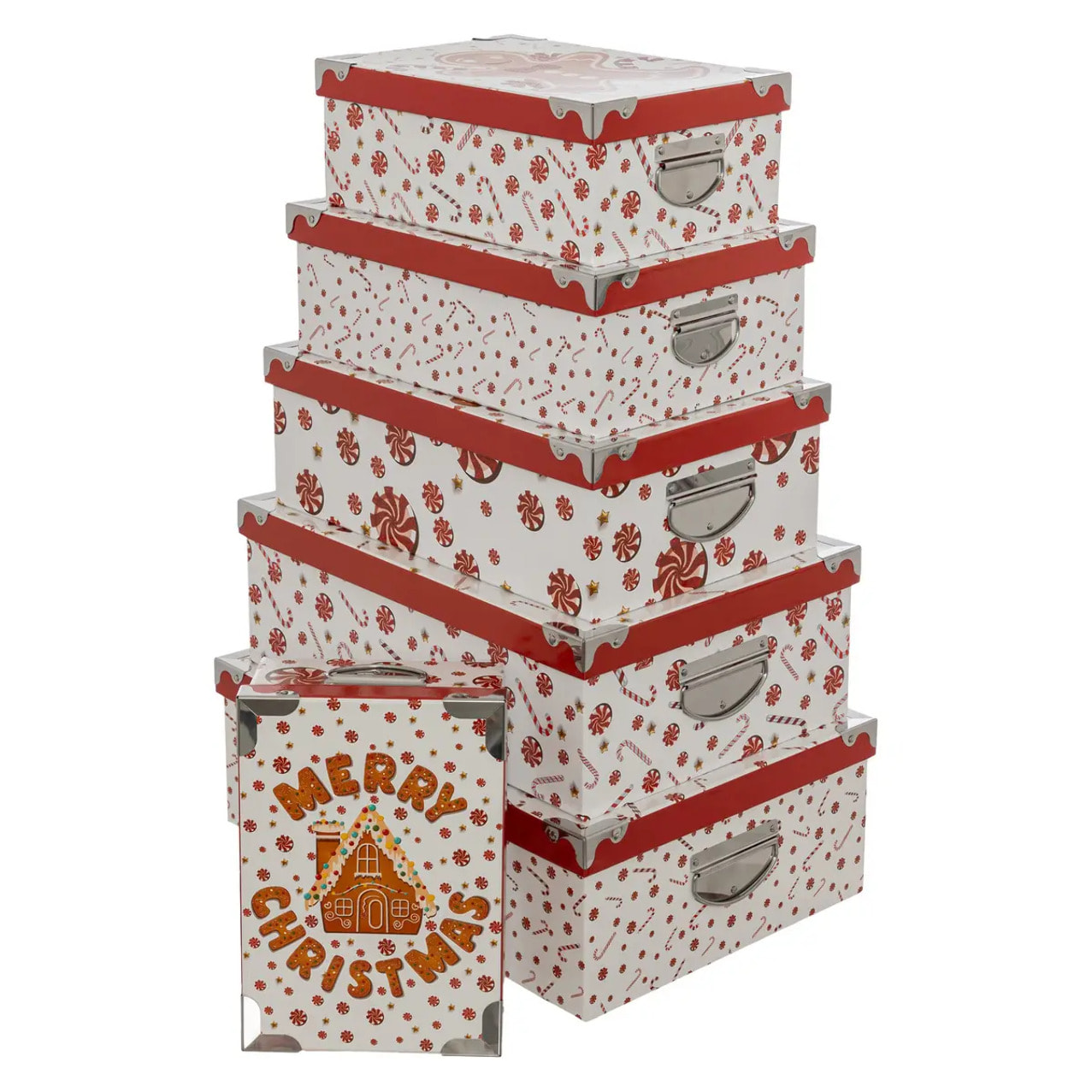 Lot de 6 boîtes rectangles imprimées