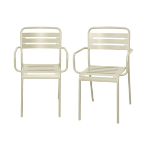Lot de 2 fauteuils de jardin acier. 2 places. beige. Amelia. L50.4 X P53 X H79.5cm