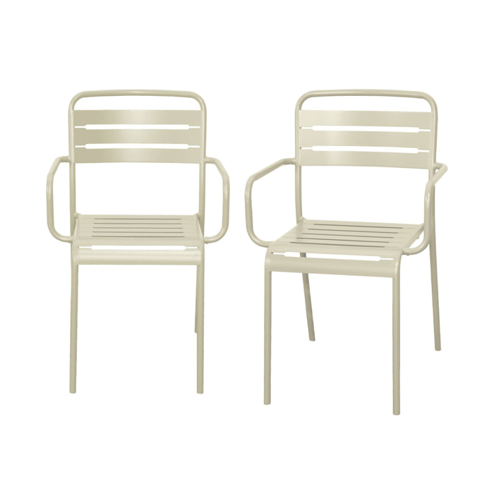 Lot de 2 fauteuils de jardin acier. 2 places. beige. Amelia. L50.4 X P53 X H79.5cm