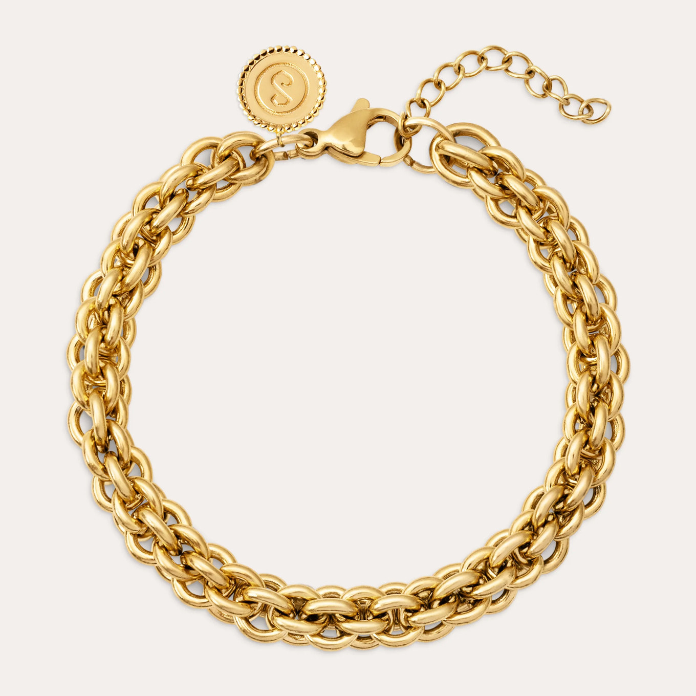 Pulsera Big Rope Acero Baño Oro