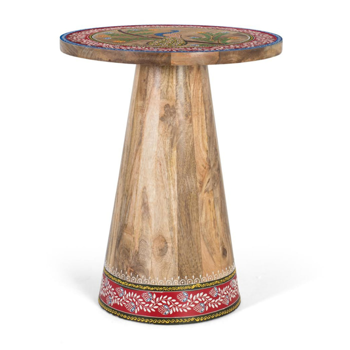 Mesas Auxiliare de Madera de Mango 46 Cm Estilo Artesanal Étnico