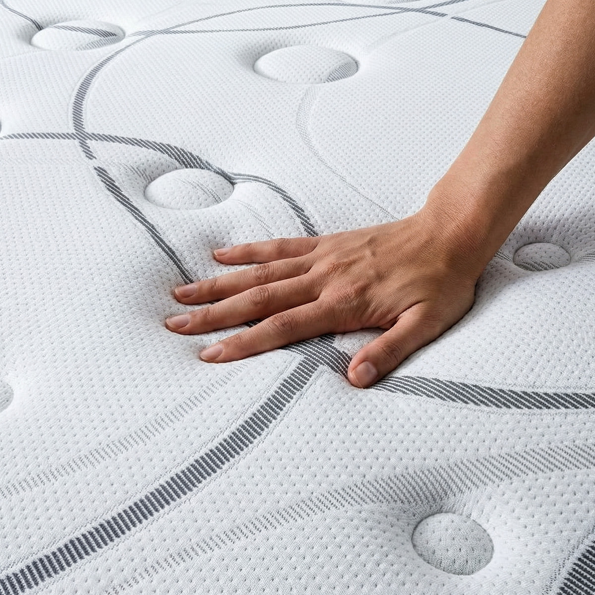 Ensemble Matelas Hybride Concorde & Sommier Bois, Ressorts Ensachés & Mémoire de Forme, 26 cm, Technologie Tri-lattes, Soutien Ferme