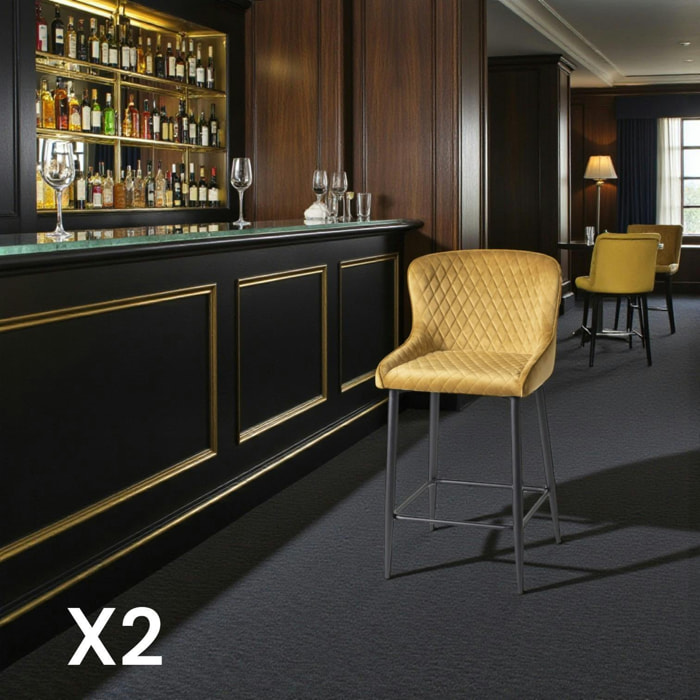 Chaise de bar velours moutarde (lot de 2) ARLINGTON