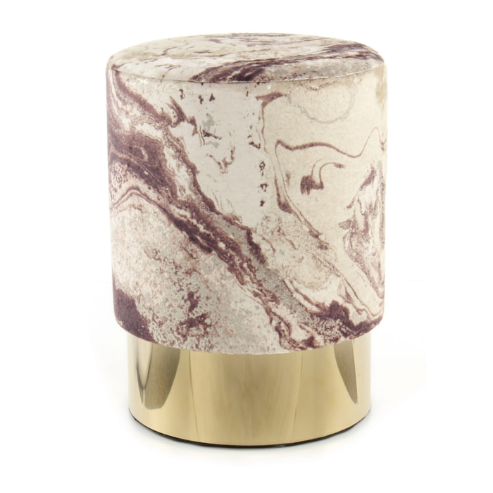 Pouf Gipsy Bronze in velluto con base dorata