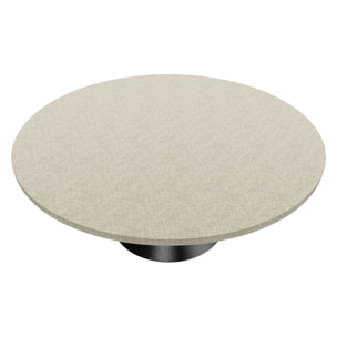 Graal Black - Tavolo Rotondo Ø120 cm Base a Doppio Cono Nero in Metallo e Top in Legno Grigio Testurizzato