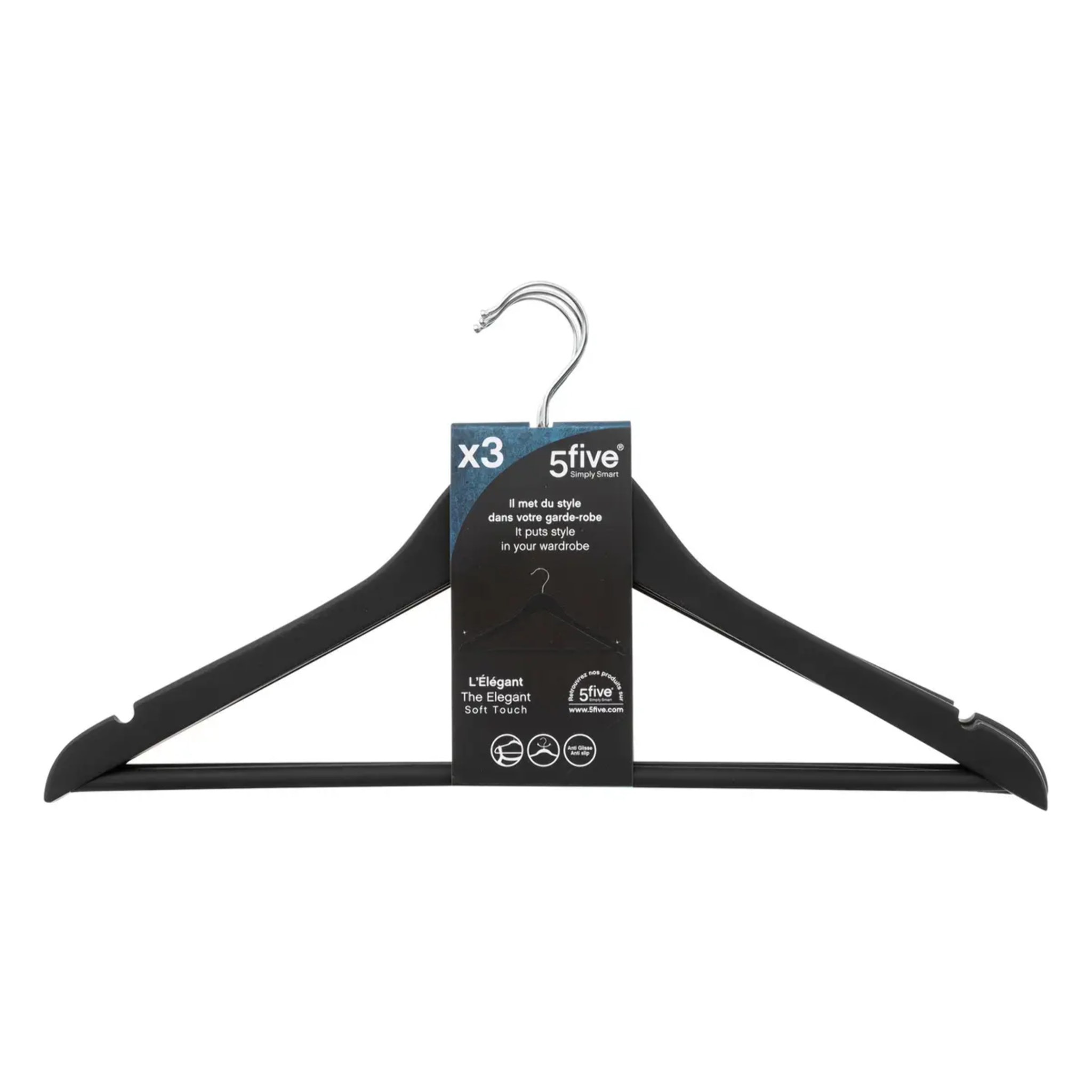 3 cintres en bois Noir Rubber