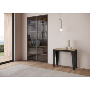 Consolle allungabile 90x40/196 cm Flame Small Evolution Quercia Natura telaio Antracite.