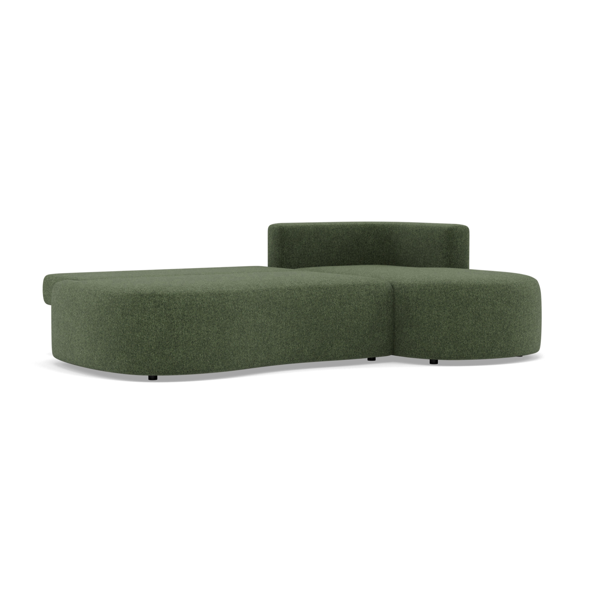Mahina - canapé d'angle droit 4 places convertible avec coffre en tissu texturé - Vert
