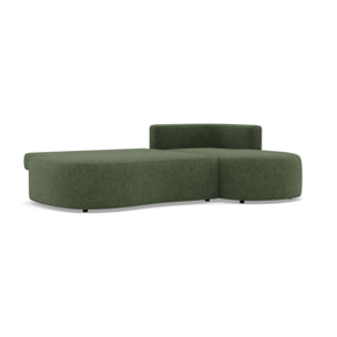Mahina - canapé d'angle droit 4 places convertible avec coffre en tissu texturé - Vert