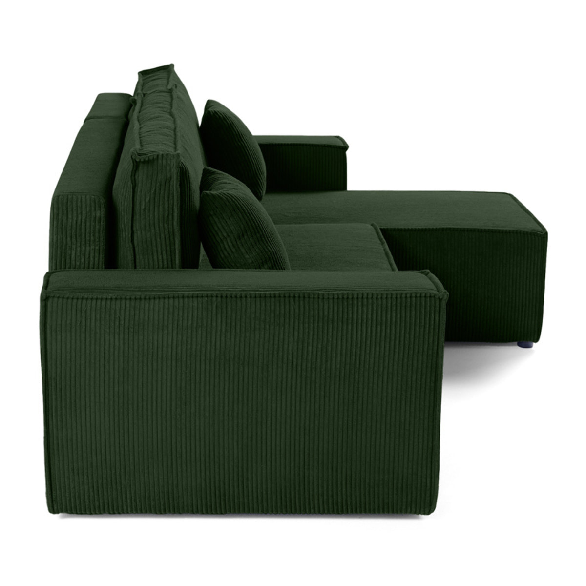 Cezanne - canapé d'angle réversible - 4 places - convertible avec coffre - en velours côtelé - Vert