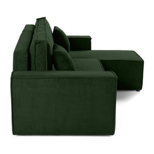 Cezanne - canapé d'angle réversible - 4 places - convertible avec coffre - en velours côtelé - Vert