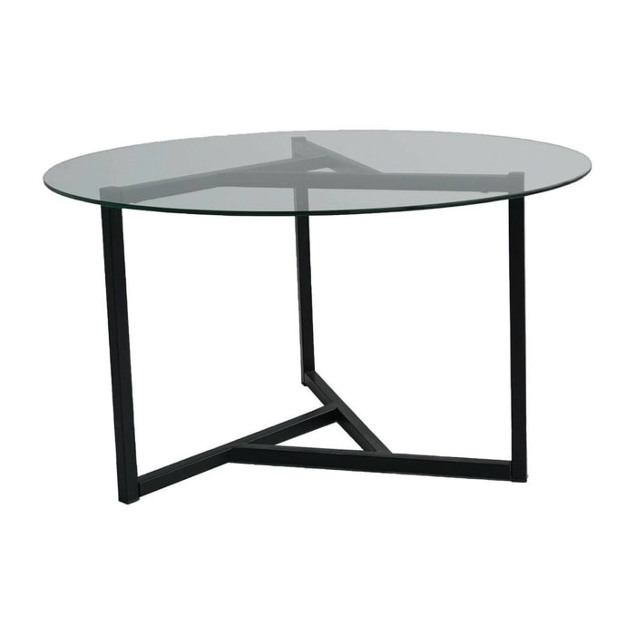 Tavolino da salotto Esperia, Tavolo basso da caffè, Portariviste per divano, Ripiano da soggiorno, 75x75h42 cm, Nero e Trasparente