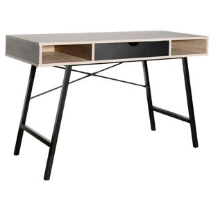 Gisele - scrivania in legno e metallo con cassetto + 2 vani - 120x48x76 cm