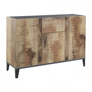 Credenza moderna a 3 ante e 1 cassetto, Made in Italy, Madia da cucina rialzata, Buffet di design da soggiorno, Cm 120x40h82, Ardesia e Acero