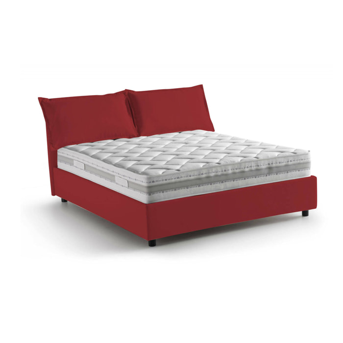 Letto matrimoniale Amelinda, Letto contenitore con rivestimento in tessuto, 100% Made in Italy, Apertura frontale, con materasso Cm 160x190 incluso, Rosso
