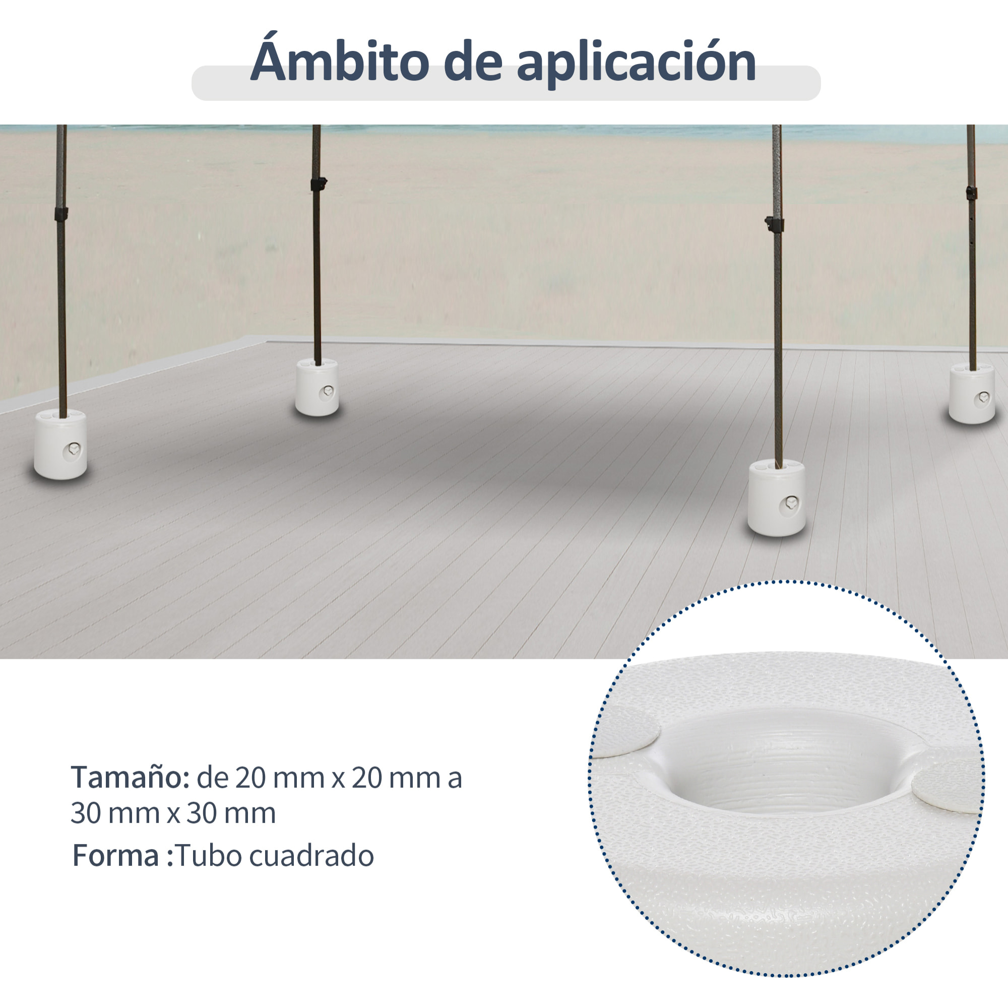 Pack de 4 Pesos para Carpas Plegables Soportes Rellenables con 9 kg de Agua Pesos para Cenador con Perillas de Fijación Ø22/24x25 cm Blanco