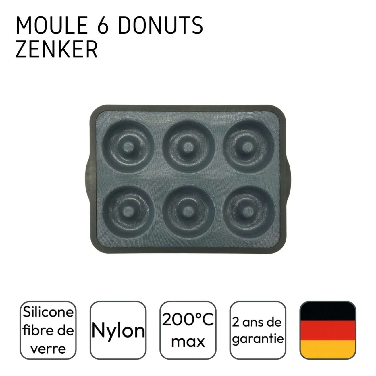 Moule 6 donuts 36 x 26 cm Zenker Silicone fibre de verre